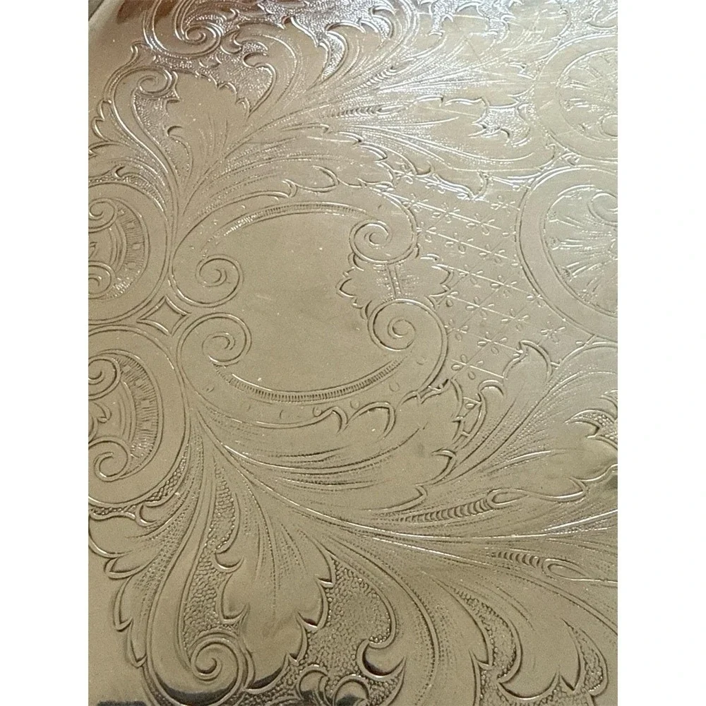 Crescent Silverplate Etched Floral Platter – 14